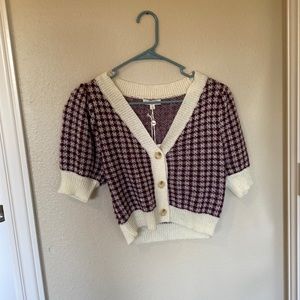 Bohme maroon and white sweater blouse